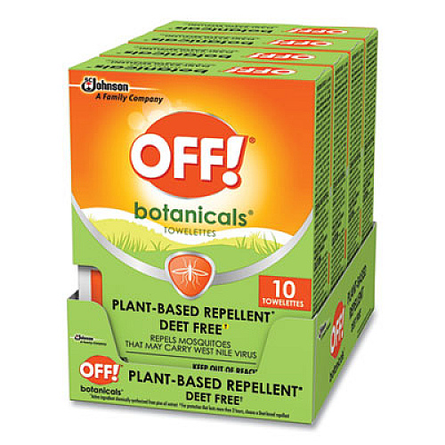 OFF! Botanicals Insect Repellant, Box, 10 Wipes/Pack, 8 Packs/Carton (694974)