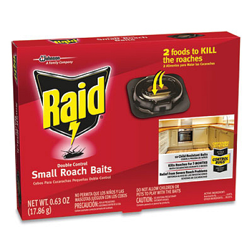 Raid Roach Baits, 0.63 oz Box, 12/Carton (697324)