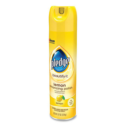 Pledge Furniture Polish, Lemon, 9.7 oz Aerosol Spray, 6/Carton (697832)