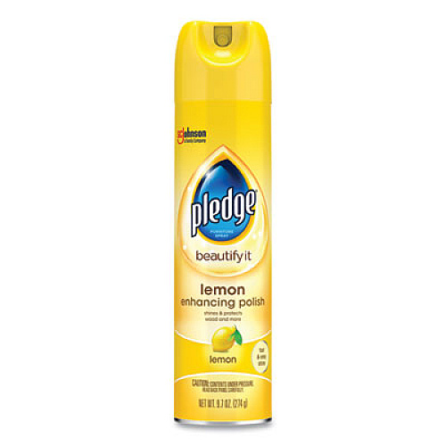 Pledge Furniture Polish, Lemon, 9.7 oz Aerosol Spray, 6/Carton (697832)