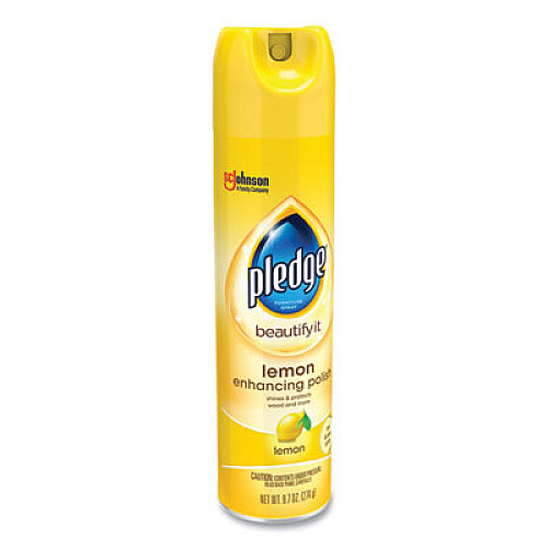 Pledge Furniture Polish, Lemon, 9.7 oz Aerosol Spray, 6/Carton (697832)