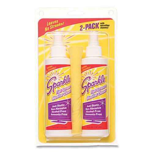 Sparkle Flat Screen and Monitor Cleaner, Pleasant Scent, 8 oz Bottle, 2/Pack (50128)