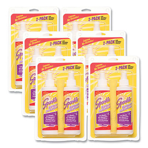 Sparkle Flat Screen and Monitor Cleaner, Pleasant Scent, 8 oz Bottle, 2/Pack, 6/Carton (50128CT)
