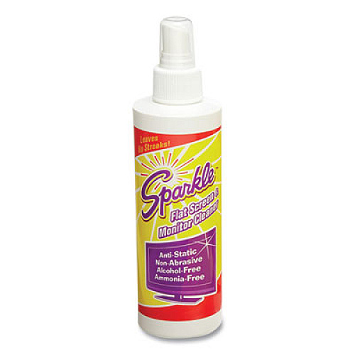 Sparkle Flat Screen and Monitor Cleaner, Pleasant Scent, 8 oz Bottle, 2/Pack (50128)