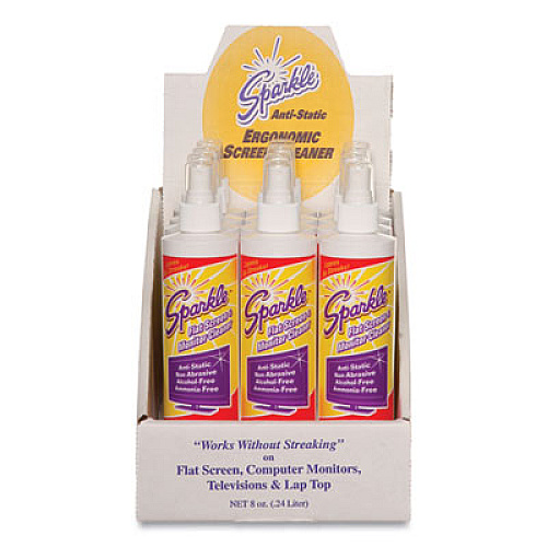Sparkle Flat Screen and Monitor Cleaner, Pleasant Scent, 8 oz Bottle (50108)