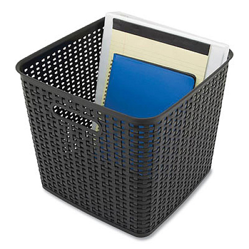 Advantus Plastic Weave Bin, Extra Large, 12.6" x 11.1" x 16.6", Black (37519)