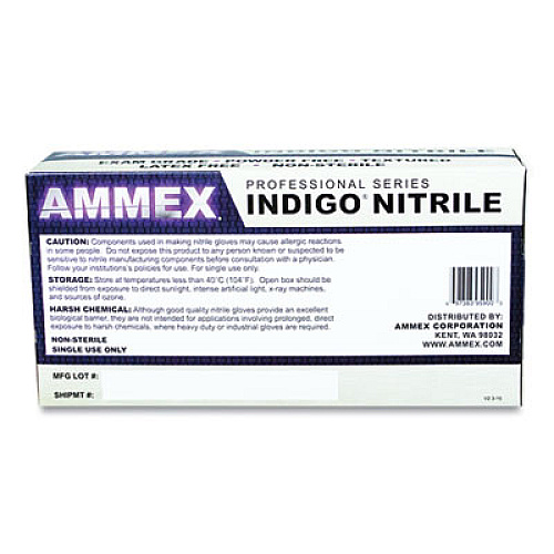 AMMEX Professional Nitrile Exam Gloves, Powder-Free, Large, 3 mil Thick, Indigo, 100/Box (AINPF46100)