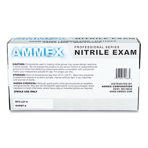 AMMEX Professional Nitrile Exam Gloves, Powder-Free, 3 mil, Large, Blue, 100/Box (APFN46100)