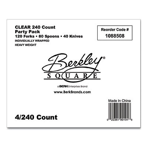 Berkley Square Elegant Dinnerware Heavyweight Cutlery Assortment, Heavyweight, (120) Forks/(80) Spoons/(40) Knives, Plastic, White, 240/Box (90191)