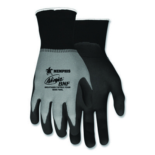 MCR Safety Ninja Nitrile Coating Nylon/Spandex Gloves, Medium, Black/Gray, 12 Pairs (N96790M)