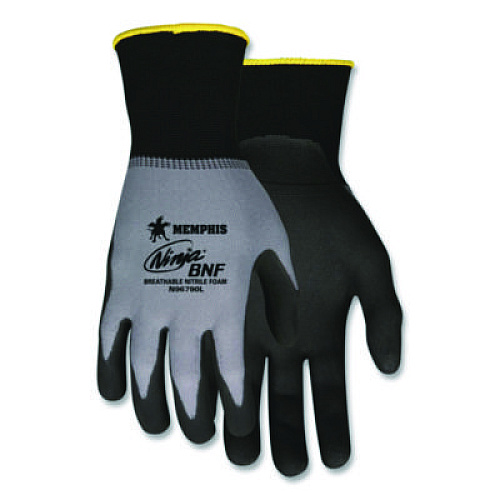 MCR Safety Ninja Nitrile Coating Nylon/Spandex Gloves, X-Large, Black/Gray, 12 Pairs (N96790XL)