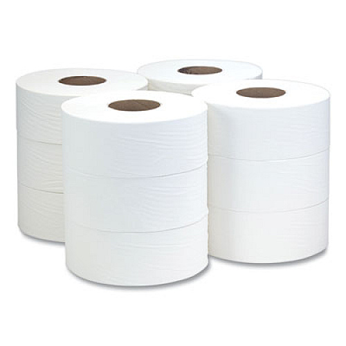 Coastwide Professional Jumbo One-Ply Toilet Paper, Septic Safe, White, 3.5" x 2,000 ft, 12 Rolls/Carton (26214BPR2621)