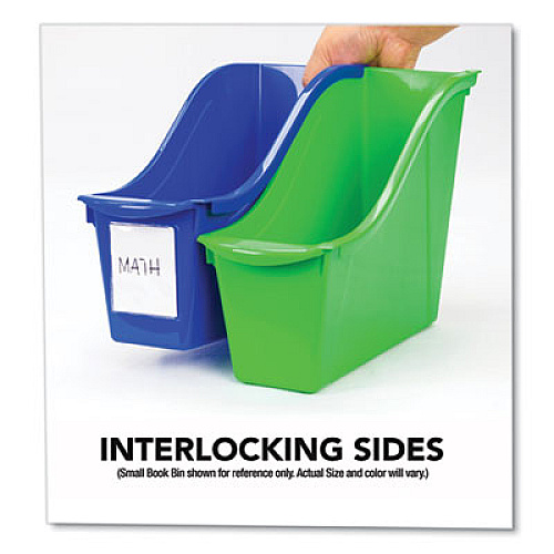 Storex Book Bins with Metal Shelf Rack, 14.3 x 25.69 x 7.25, 5 Assorted Color Bins, White Epoxy Metal Rack (71125U01C)