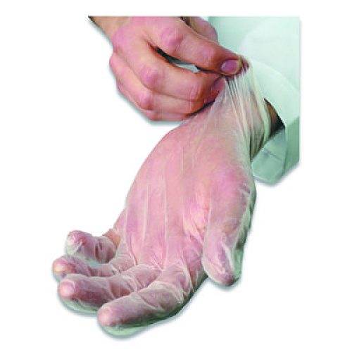 AMBITEX V5101 Series Latex-Free Lightly Powdered Vinyl Gloves, Small, 3 mil Thick, 9" Long, Clear, 100/Box (VSM5101)