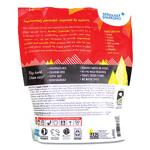 Boulder Clean Dishwasher Detergent Power Packs, Citrus Zest, 48 Tab Pouch (003663EA)