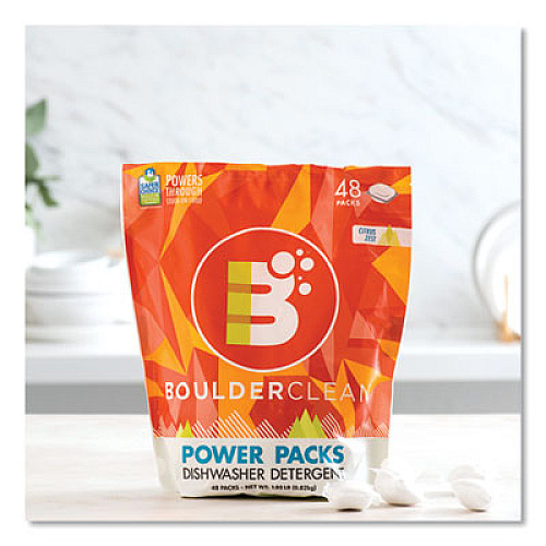 Boulder Clean Dishwasher Detergent Power Packs, Citrus Zest, 48 Tab Pouch (003663EA)