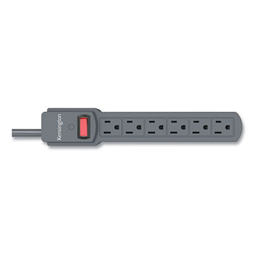 Kensington Six-Outlet Power Strip, 120V, 4 ft Cord, 1.5 x 3.75 x 13, Cream/Ivory (38214)