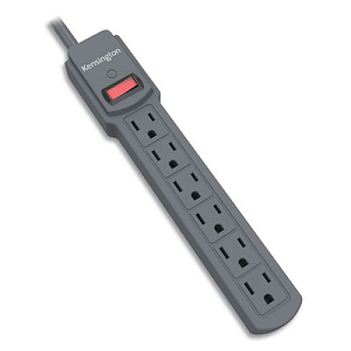 Kensington Six-Outlet Power Strip, 120V, 4 ft Cord, 1.5 x 3.75 x 13, Cream/Ivory (38214)