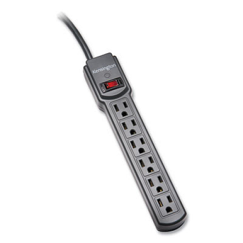 Kensington Six-Outlet Power Strip, 120V, 4 ft Cord, 1.5 x 3.75 x 13, Cream/Ivory (38214)