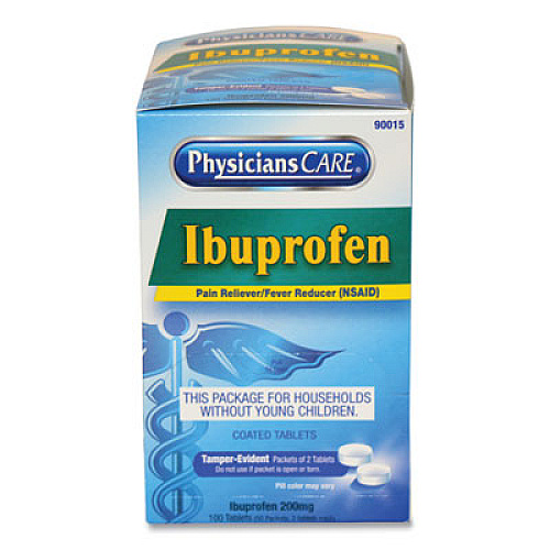 PhysiciansCare Ibuprofen Tablets, Two-Pack, 50 Packs/Box (90015)