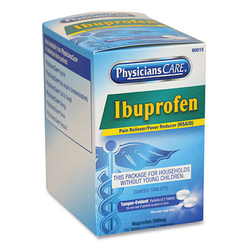 PhysiciansCare Ibuprofen Tablets, Two-Pack, 50 Packs/Box (90015)