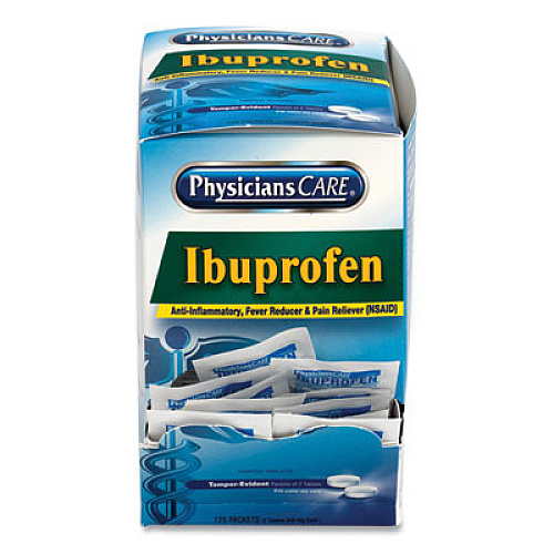 PhysiciansCare Ibuprofen Pain Reliever Tablets, Two-Pack, 125 Packs/Box (90109)