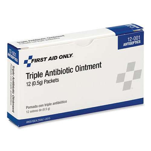 PhysiciansCare by First Aid Only First Aid Kit Refill Triple Antibiotic Ointment, Packet, 12/Box (12001)