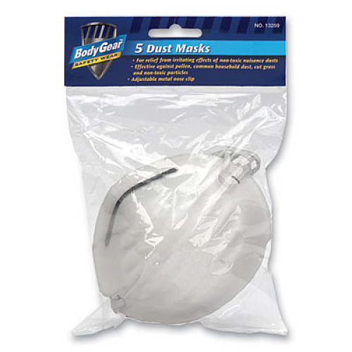 BodyGear Comfort Mask, Cloth/Metal, Adjustable, 5/Pack (13259)