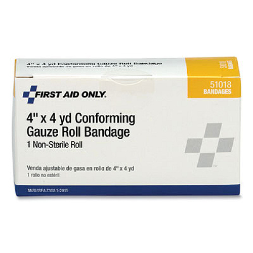 PhysiciansCare by First Aid Only First Aid Conforming Gauze Bandage, Non-Sterile, 4" Wide (51018)