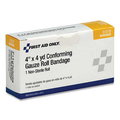 PhysiciansCare by First Aid Only First Aid Conforming Gauze Bandage, Non-Sterile, 4" Wide (51018)