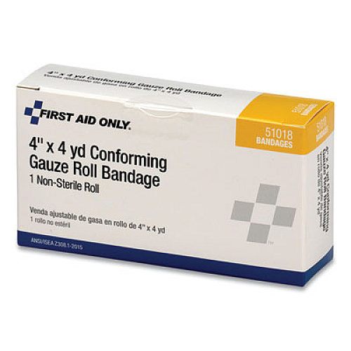PhysiciansCare by First Aid Only First Aid Conforming Gauze Bandage, Non-Sterile, 4" Wide (51018)