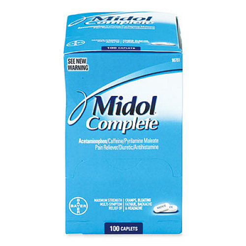 Midol Complete Menstrual Caplets, Two-Pack, 50 Packs/Box (90751)