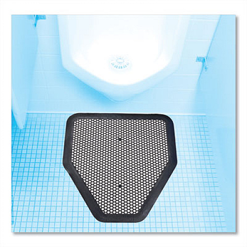 Big D Industries Deo-Gard Disposable Urinal Mat, Shield-Shaped, Fresh Mountain Air Scent, Charcoal Gray Perforated Surface, 17.5 x 20.5, 6/CT (6668)