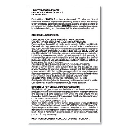 Big D Industries Enzym D Digester Liquid Deodorant, Lemon, 1 gal Bottle, 4/Carton (1500)