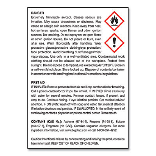 Big D Industries Metered Concentrated Room Deodorant, Fresh Linen Scent, 7 oz Aerosol Spray, 12/Box (472)