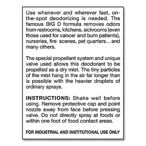 Big D Industries Aerosol Room Deodorant, Mountain Air Scent, 15 oz Can, 12/Box (426)