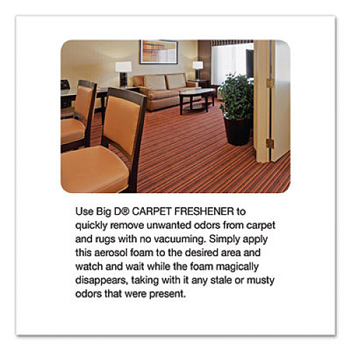 Big D Industries No-Vacuum Carpet Freshener, Fresh Scent, 14 oz Aerosol Spray, 12/Carton (241)