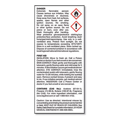 Big D Industries Fire D One Shot Aerosol, 5 oz Aerosol Spray, 12/Carton (202)