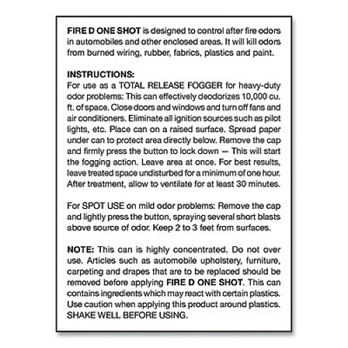 Big D Industries Fire D One Shot Aerosol, 5 oz Aerosol Spray, 12/Carton (202)