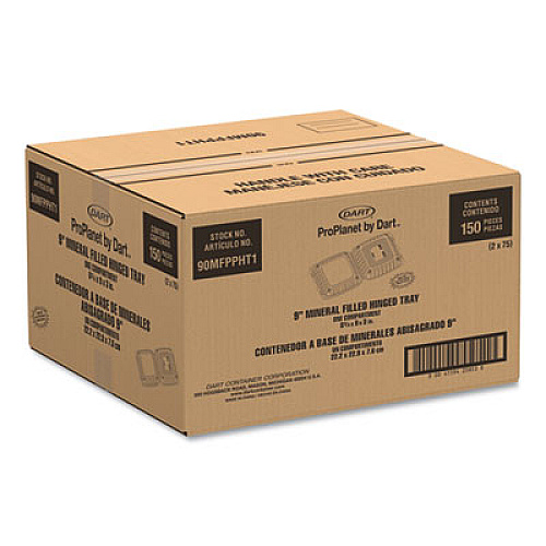 ProPlanet by Dart Hinged Lid Containers, Single Compartment, 9 x 8.8 x 3, White, 150/Carton (90MFPPHT1R)