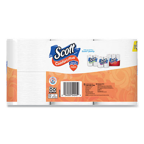 Scott ComfortPlus Toilet Paper, Mega Roll, Septic Safe, 1-Ply, White, 425 Sheets/Roll, 12 Rolls/Pack (54245)