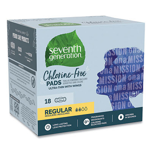 Seventh Generation Chlorine-Free Ultra Thin Pads with Wings, Regular, 18/Pack (450022PK)