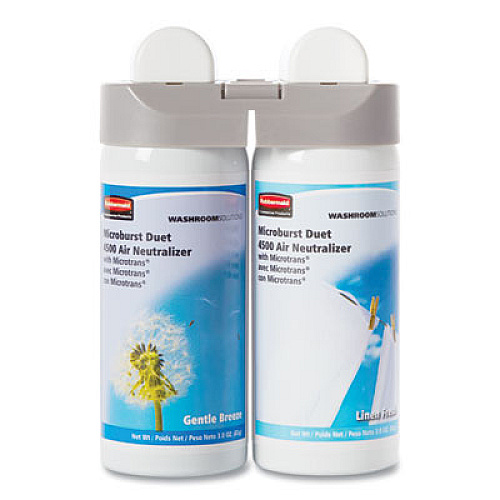 Rubbermaid Commercial Microburst Duet Refills, Gentle Breeze/Linen Fresh, 3 oz Aerosol Spray, 4/Carton (3485949)