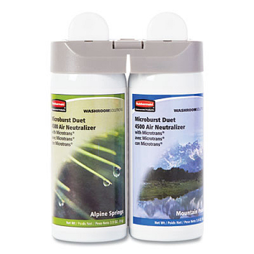 Rubbermaid Commercial Microburst Duet Refills, Alpine Springs/Mountain Peaks, 3 oz Aerosol Spray, 4/Carton (3485950)