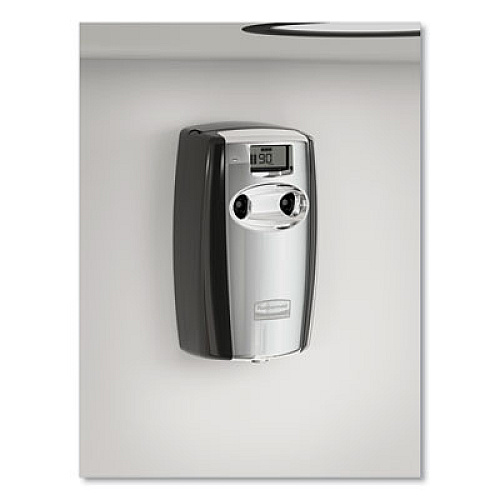 Rubbermaid Commercial Microburst Duet Odor Control System, 3.5" x 5.2" x 8.63", Black/Chrome (4870055)