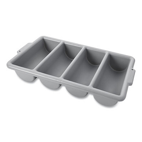 Rubbermaid Commercial Cutlery Bin, 4 Compartments, 11.5 x 21.25 x 3.75, Plastic, Gray (3362GRA)