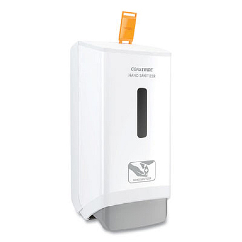 Coastwide Professional J-Series Wall-Mounted Manual Hand Sanitizer Dispenser, 1,200 mL, 6.12 x 4.11 x 11.5, White (JMHW)