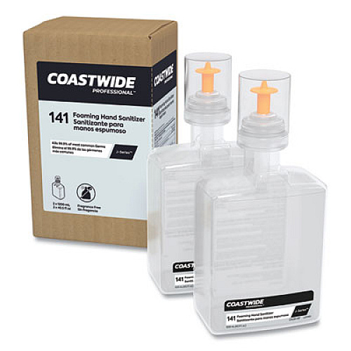 Coastwide Professional 70% Alcohol Foaming Hand Sanitizer Refill for J-Series Dispensers, 1,200 mL Cartridge, Unscented, 2/Carton (JSRHSF)