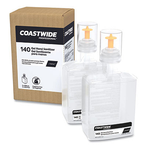 Coastwide Professional 70% Alcohol Gel Hand Sanitizer Refill for J-Series Dispensers, 1,200 mL Cartridge, Unscented, 2/Carton (JSRHSG)