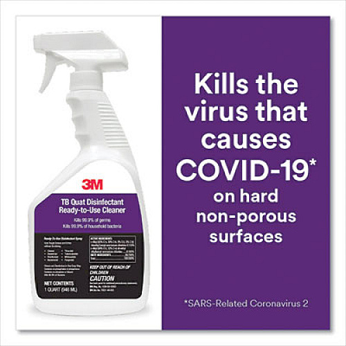 3M TB Quat Disinfectant Ready-to-Use Cleaner, Lemon Scent, 1 qt Bottle (1027PC)